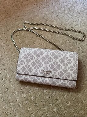 kate spade Floral Chain Crossbody in Light Gray and Silver